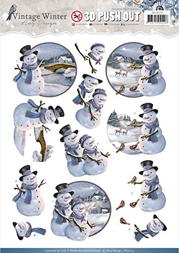 Snowman Vintage Winter 3D-Uitdrukvel Push-Out Amy Design