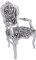 Way Home Store Sessel Barock Stil Französisch Luigi XVI Silber und Zebra 68 x 65 x 108 cm