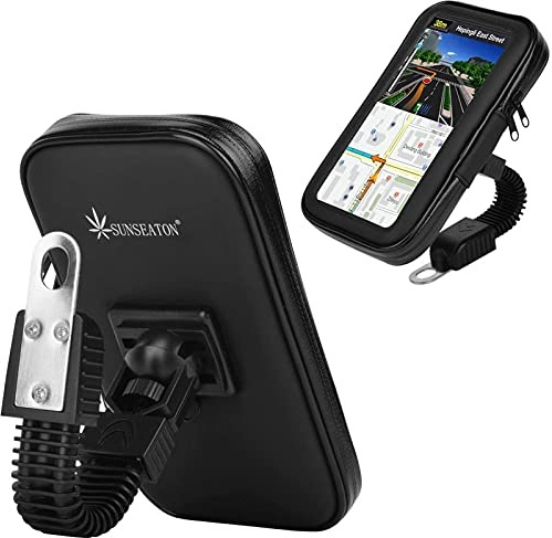 SUNSEATON Profesional Impermeable Moto Apoyo Caso, Rotación de 360 Grados Soporte Universal de Motocicleta (Negro, XL)