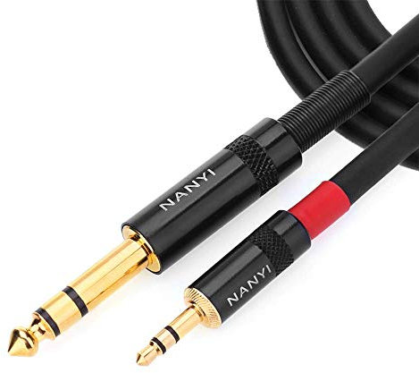 Cavo audio TRS maschio NANYI da 3,5 mm TRS maschio a 6,35 mm Stereo Aux per Collegare Smartphone, Tablet, PC con Altoparlante, Amplificatore, Mixer Audio,Chitarra, etc. 10 metri