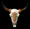 Figuren Shop GmbH Wandrelief Büffel-Schädel mit indianischem Muster 32,5 cm | Kopf Rind Longhorn Hörner Bulle Hörner Wandskulptur Wester Indianer Deko