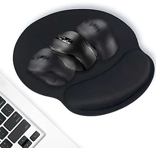 Mauspad mit Stützleiste, ergonomisches Mauspad mit Gel-Handgelenkauflage, Gaming-Mauspad mit Lycra-Tuch, rutschfeste PU-Unterseite für Computer, Laptop, Büro und Reisen, Schwarz 3 PACK schwarz