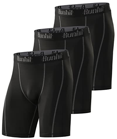 Runhit 3er Pack Herren Kompressionsshorts - Base Layer Sport Unterhosen Funktionsunterwäsche Tight Kompressionshose Kurz Laufunterwäsche Radlerhose L