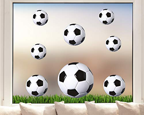 Pixblick Fenstersticker - Fußbälle auf Fußballrasen I Made in Germany I Wiederverwendbar