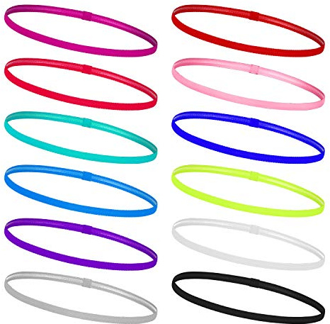 Sport Stirnbänder Elastische Sport Stirnband Anti-Rutsch Haarband für Damen Herren Fussball Yoga Jogging Golf Mehrfarbig 12 Stück