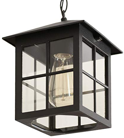 Mengjay E27 Hängelampen Außen Pendelleuchte Schwarz Retro IP44 Decken Vintage Industrielle Eisen Deckenbeleuchtung Regendichte Wasserdichte Pavillon Villa Loft Kronleuchter Aussenleuchte (B)