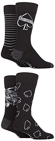 SockShop Rock and Heavy Metal Mens Motorhead Exclusive to Gift Boxed Cotton Socks Pack of 4 Black 6-11