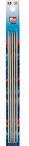 Prym Aluminium Strumpfstricknadeln 5-Stück, 20 cm Länge x 2.50 mm Stärken, Grau