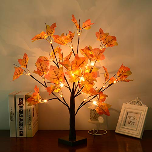 Dekoratives Lichterbaum Innen Leuchtbaum mit 24 Warmweißer LED Dekolicht 50cm Lichterzweige für Tischdekoration | LED Baum Lichter für Thanksgiving Ostern Weihnachten Innendeko