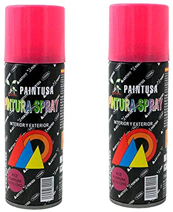 Montoro - Pack de 2 Botes de Pintura en Spray púrpura A12, 200 ml, válido para Multitud de Superficies de Interior y Exterior