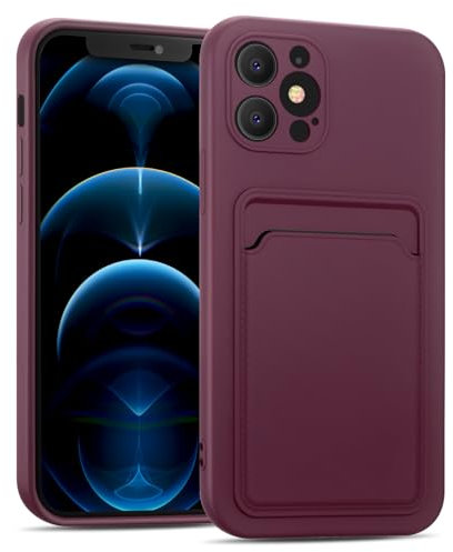 CoolGadget für iPhone 12 Pro Card Case, Schutzhülle mit Kartenfach & TPU Stoßschutz und Microfaserfutter, kompatibel mit iPhone 12 Pro (6,1 Zoll), Lila