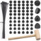 Swpeet 91 x schwarze Kunststoff-Verbindungsstücke mit Kabelbindern und Holzschlägel-Sortimentskit, runde und rechtwinklige Organizer-Verbindungsstücke, Drahtgitter, robuste Kabelbinder für Regale