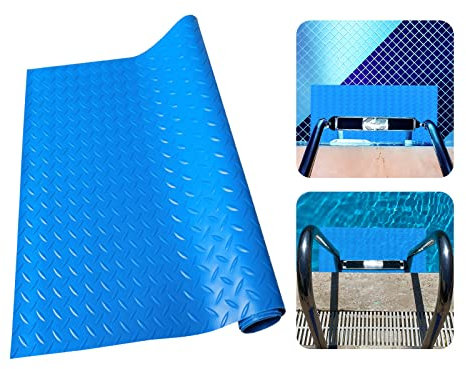 Swimming Pool Ladder Mat, Medium 9x35.4 Protective Pool Ladder Pad Step Mat Swimming Pool Step Pad for Above Ground Pool Ladder with Non-Slip Texture Blue