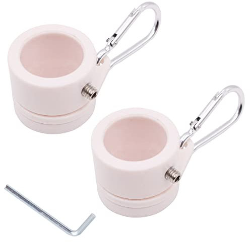 Shiwaki 2Pcs Rotating Flag Pole Rings, White Flagpole buckle,Flagpole swivel collar, Adjustable Mounts with Metal Clips for 1.8-2.5cm Flag Pole