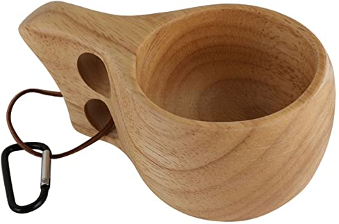 Taza Kuksa, taza de doble agujero de madera de caucho KUKSA taza de café taza de agua taza de madera personalizada para el hogar Camping senderismo
