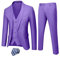 Hihawk, Completo da uomo in 3 pezzi con tessuto elasticizzato, tinta unita, slim fit, con un bottone, giacca, gilet e pantaloni con cravatta, Viola, XL