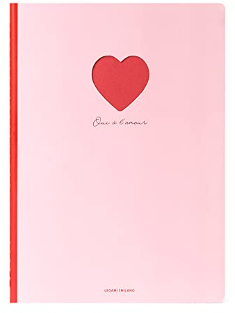 Legami - Quaderno a Righe Large, Foglio B5, Rilegatura a Punto Singer, Carta 100 g/m², 18,5x24,8 cm, HEART, B5NOT0038