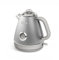 Hazel Quinn Wasserkocher Retro Vintage Design Edelstahl, 1,7 Liter, BPA-frei, Edelstahl, Automatische Abschaltung,Wasserkocher Temperaturanzeige, Strix Controller, Trockengehschutz, 2200 W, Grau