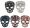 WEBEEDY 5 Stück Totenkopf Bügelbild Strass Patches Totenkopf Bügelbilder Set Totenkopf Patches zum Aufbügeln Kristall Applikation Aufnäher für Jeans, Jacken, Kleidung, Handtaschen, Schuhe