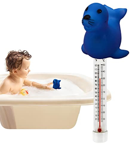 Poolthermometer schwimmend, Cartoon-Tier-Temperaturmessgerät, Schwimmendes Thermometer mit Schnur, Poolzubehör für Schwimmbäder und Spas, groß, gut ablesbar Rianpesn