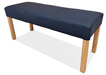 Quattro Meble Blaues 100% Echtleder Sitzbank Leder Hocker Sitz Bank Polsterbank Rindsleder Leder Toledo Kobalt (75x40xH-50 cm)