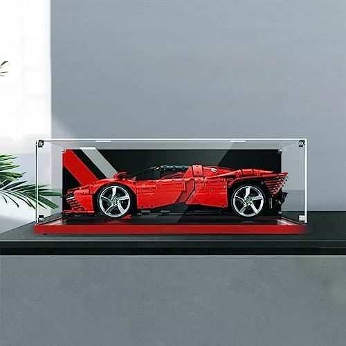 AZIZAT Acryl-Vitrine für Lego 42143 Ferrari Daytona SP3 Bausteinmodell. (nur Aufbewahrungsbox, 3 mm) (Upgrade)