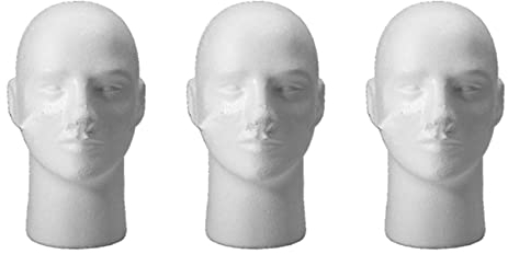 Brensty 3X Männlich Weiblich Schaum Schaufensterpuppe Puppe Kopf Stehen Modell Perücke Hut Display, 2