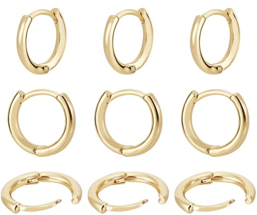 Beebeecraft 1 Box 20Pcs Huggie Hoop Earring for Women 18K Gold Plated Lightweight Cartilage Earrings for DIY Jewellery Making Findings (13.5x13mm)