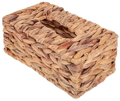 Cabilock Handwoven Woven Tissue Box Holder Decorative Tissue Paper Holder for Desktop Car Home Stylish Napkin Storage Organizer Natural Woven Design for Living Room Bathroom and Office