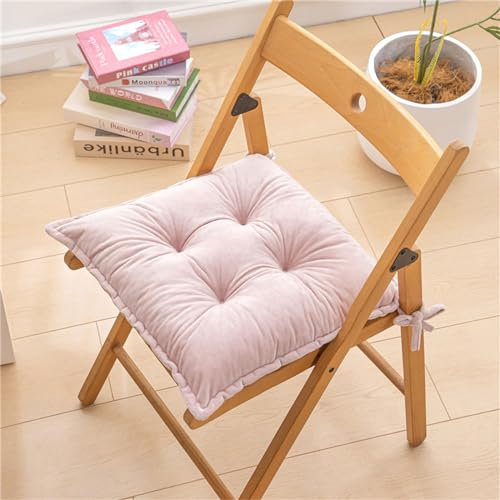 Hixingo Galette de Chaise Interieur et Exterieur 1 Pièces, Coussin de Chaise Matelassées Doux Coussin de Sol Épais Coussins de Siège Conforts pour Jardin Yoga Méditation Bureau (45 * 45cm,Rose Clair)