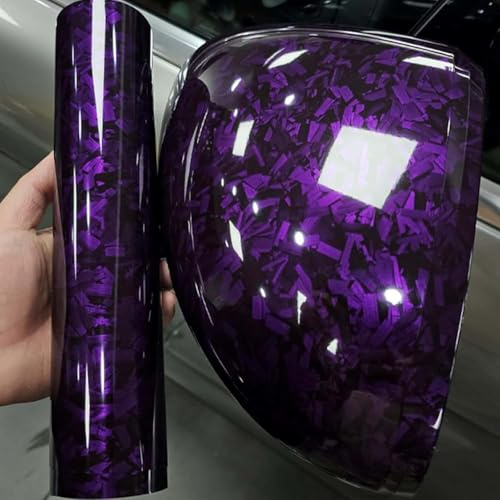ASENDIWAY Violette geschmiedete Karbonfaser-Vinylfolie, Hochglanz-Auto-Folie, Auto-DIY-Aufkleber, Aufkleber, Folie, Luftabgabe, selbstklebendes Dekor-Vinyl