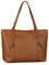 TOM TAILOR Beca Damen Shopper Umhängetasche Reißverschluss Groß Cognac Braun
