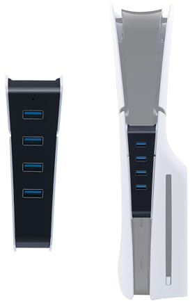 Mcbazel 4 Port PS5 Slim USB Erweiterung, USB 2.0 Hub Hochgeschwindigkeits Ladegerät Splitter Adapter für PS5 Slim, Nicht für PS5/PS5 Pro