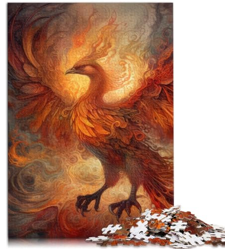 Puzzle 1000 Teile für Erwachsene, Roter Alchemistischer Phönix, Holzpuzzle für Erwachsene und Kinder, Lernspiel, Herausforderungsspielzeug, Größe: 50 x 75 cm
