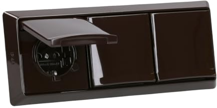 Busch-Jaeger Allwetter 44 Set: 3x SCHUKO Steckdose mit Klappdeckel 20 EUGK-31-101 IP 44 + 3-fach Rahmen 2103-31, Braun UP