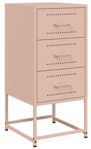 vidaXL Table de Chevet Rose 36x39x78 cm Acier, Armoire, Armoire latérale, Meuble de Chambre à Coucher, Table de Chevet, Armoire en métal