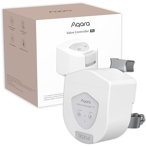 Aqara Controlador de Válvula T1, Aqara Hub Zigbee 3.0 Requerido, Matter over Bridge, Combinado con Detector de Fugas de Agua, Control Remoto de App, Soporta HomeKit, Alexa y Google