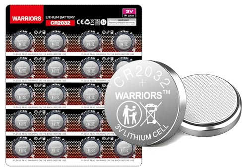 Warriors 20X 2032 Batteria Pile a bottone CR2032 Batterie 3V, capacità 240 mAh, per l'uso in portachiavi, bilance, dispositivi medici(WR 2032 * 20X)