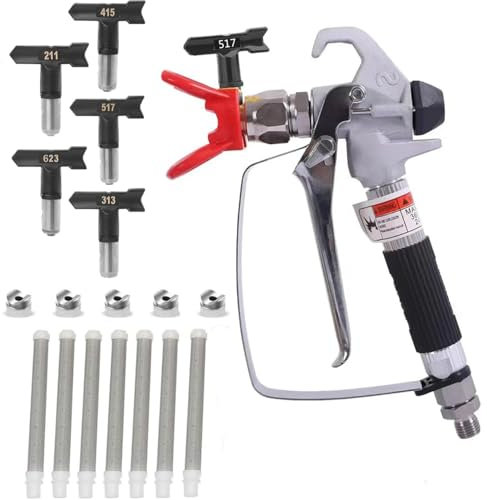 TOOSOAR Pistolet de Peinture pulvérisateur Airless,211,313,415,517,623 Embouts de Pulvérisation,Pièces de Machines de Pulvérisation pour Maisons, Bâtiments, Terrasses de Jardin