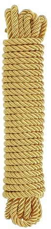 Rebower Corde Torsadée De Finition 8mm x 10m Corde en Nylon 0.3 Pouce Doré | Fil Torsadé Ficelle Corde Tressée Finition, pour Couture Décoration Maison Artisanat