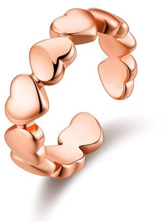 Philip Jones Rose Gold Plated Adjustable Heart Band Ring