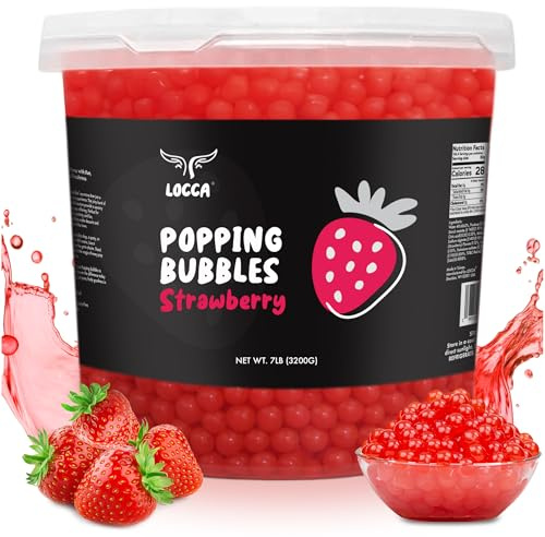LOCCA Strawberry Boba Pearls Popping 3.2 kg, Boba Popping Pearls, Strawberry Tea Kit Boba Booba Bursting Balls, Boba Bursting Pearls For Boba Popping Kit Bubble Tea Kit