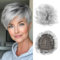 BECUS Grey Hair Toppers for Women With Thinning Hair Bangs 360°3D Cover 6.5x6 Inch Toupee Hair Pieces for Women With Bangs