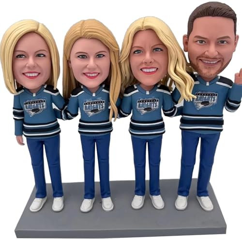 Helgee Wackelkopf, eine vierköpfige Familie, personalisierbar, Action-Figur basierend auf Ihrem Foto, benutzerdefinierte einzigartige handgefertigte Wackelkopf-Figur