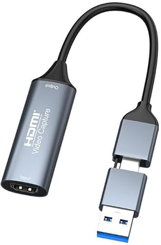 Video / Audio Capture Card 4K HDMI auf USB C/A Video Grabber Full HD 1080P für Live-Streaming-Spiele Recorder kompatibel mit Switch PS4 Xbox TV Stick Photocam