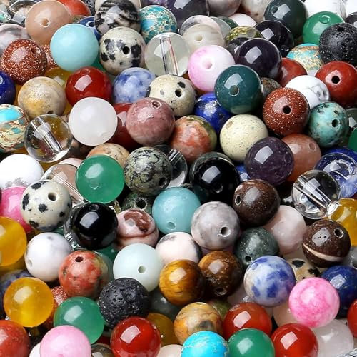 XIANNVXI 28 Colour 8mm Round Crystal Beads for Jewellery Making Assorted Coloured Colourful Gemstone Mixed Beads for Crafting 50 Pcs