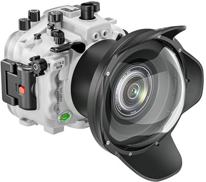 Sea frogs A7R III PRO Boîtier pour appareil photo sous-marin compatible avec appareil photo Sony A7R III, étanche à 40 m, couleur blanche (A7R3 PRO + WA005F-blanc)