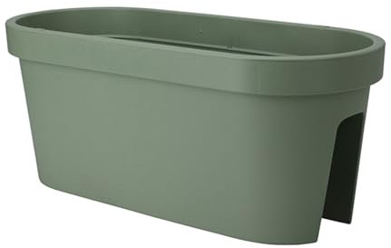 Decor Space Vaso balconiera, fioriera da balcone rettangolare per ringhiera in resina da esterno per fiori e piante (Verde, 60 cm)