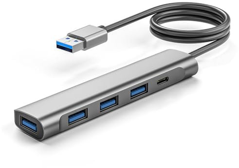 USB C Hub,5in1 Mini Multiport Adapter mit 2M langem Kabel,USB-C Expander für Laptop,schlanker Dongle Daten Hub für MacBook Pro/Air,iMac,Surface,Notebook