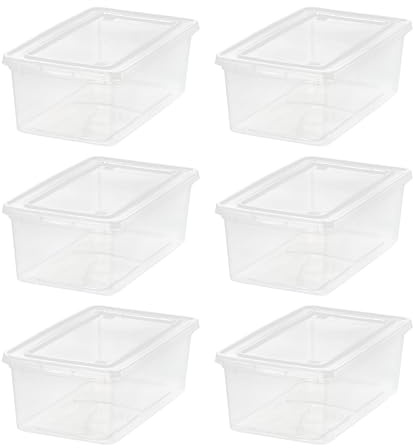 IRIS USA Aufbewahrungsbehälter mit Deckel, 6 Viertel, Schuhboxen, transparent, stapelbar, organisieren Schuhe, Schrankregale, Klassenzimmer-Organisation, Lehrer-Werkzeuge, Spielaufbewahrung